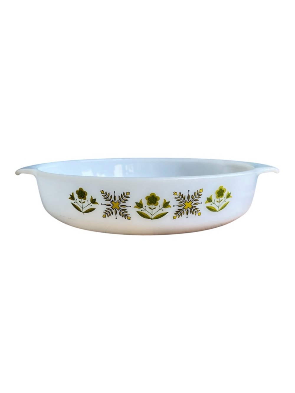 Vintage Anchor Hocking Fire King Meadow Green 429 Oven to Table Baking Dish 9in